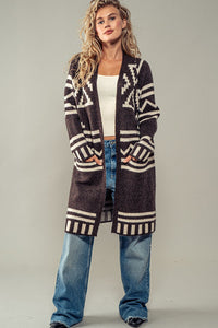 Trend Notes Aztec Print Open Cardigan