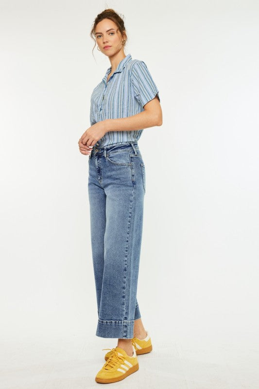 KanCan High Rise Crop Wide Leg Jeans
