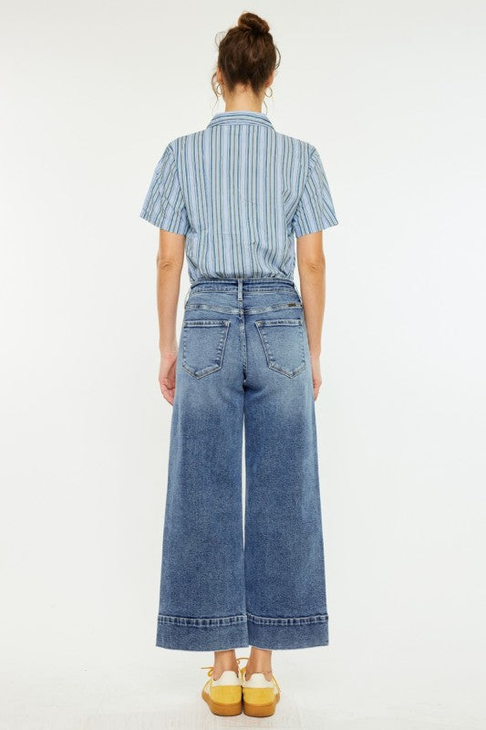 KanCan High Rise Crop Wide Leg Jeans