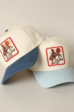 Cowboy Horse Embroidery Patch Denim Cap
