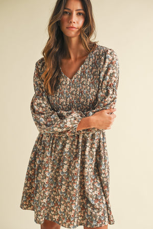 AnnieWear Vintage Flower Print Mini Dress
