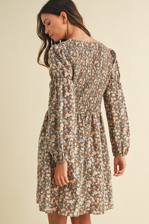 AnnieWear Vintage Flower Print Mini Dress