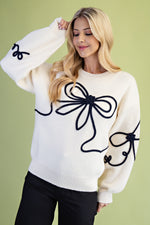 GiGiO 3-D Bow Motif Long Sleeve Sweater