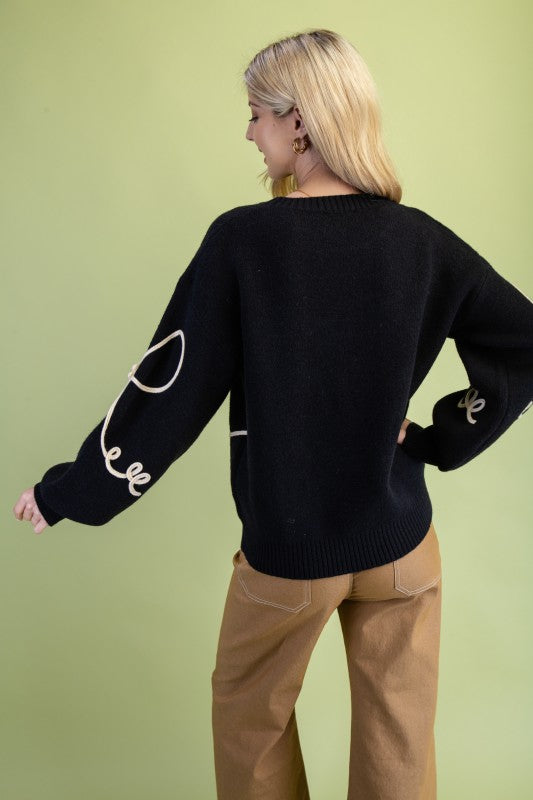 GiGiO 3-D Bow Motif Long Sleeve Sweater