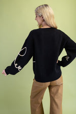 GiGiO 3-D Bow Motif Long Sleeve Sweater