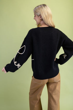 GiGiO 3-D Bow Motif Long Sleeve Sweater