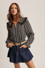 Forte Striped Peter Pan Collar Blouse