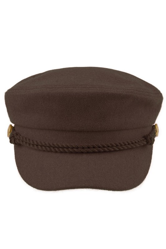 C.C Rope with Button Deco Solid Fisherman's Cap