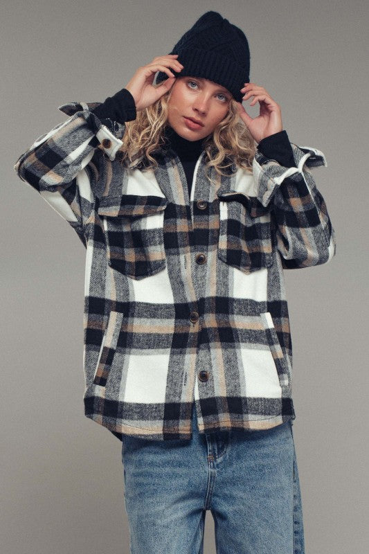 Trend Notes Relaxed Fit Plaid Shacket Flannel