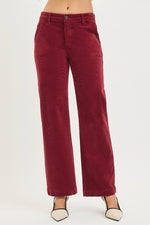 Risen Tummy Control Mid Rise Ankle Straight Corduroy