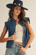 Lov Lov Ruffle Edge Denim Vest