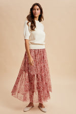 AnnieWear Mesh Shirring Maxi Skirt