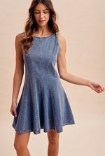 AnnieWear Stretch Denim Sleeveless Mini Dress