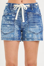 Risen Slouchy Paisley Print Shorts