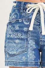 Risen Slouchy Paisley Print Shorts