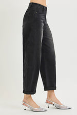 Risen High Rise Crop Barrel Cuffed Hem Pants