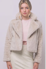 Love Tree Cropped Faux Fur Jacket