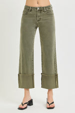 Risen Tummy Control Mid Rise Crop Cuffed Pants