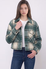 Love Tree Plaid Cropped Shacket