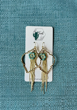 The Teal Cactus Earrings