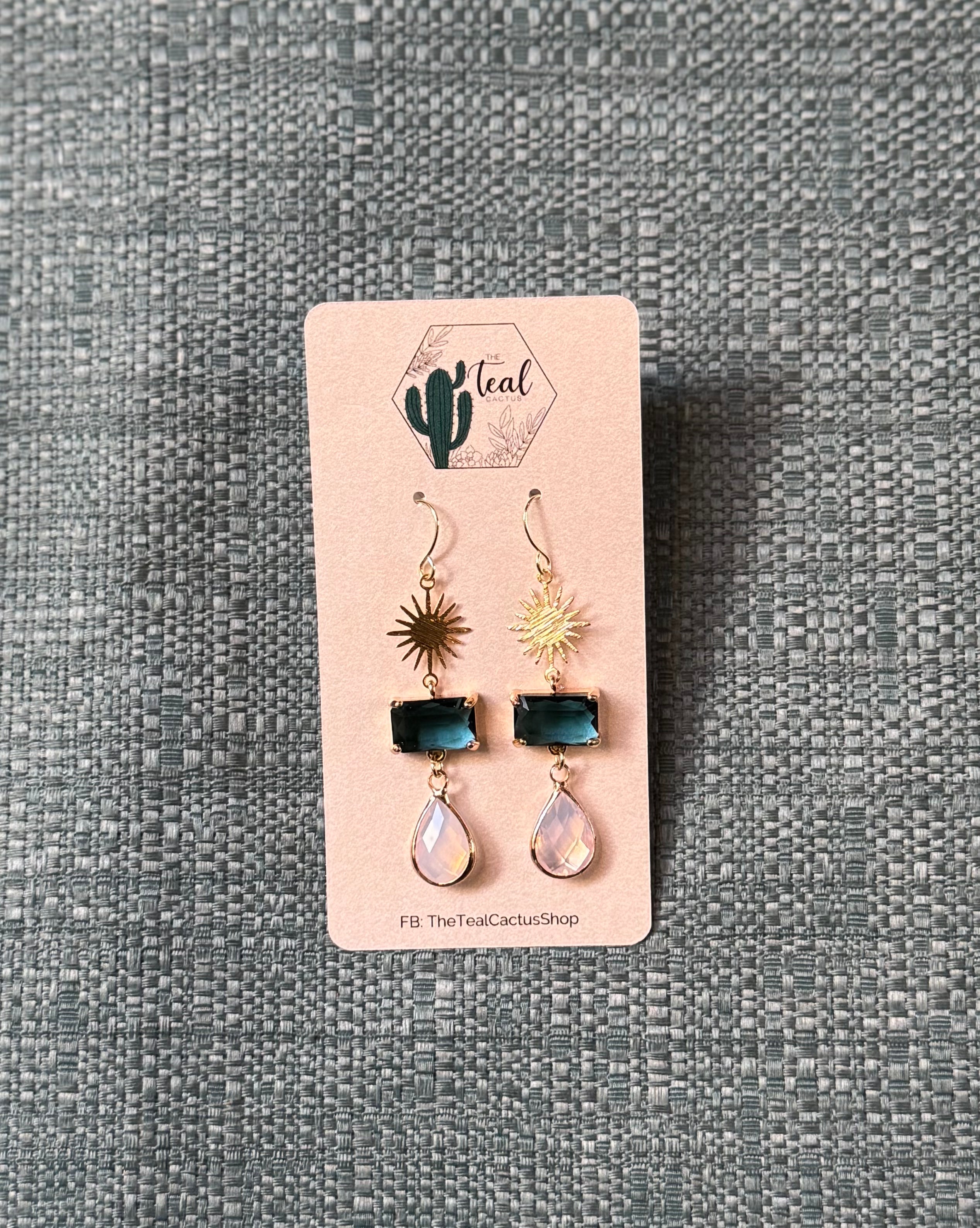 The Teal Cactus Earrings