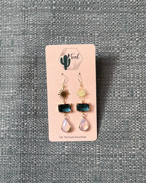 The Teal Cactus Earrings