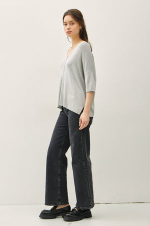 Be Cool Dropped Shoulder Half Sleeve Sweater