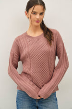 Be Cool Classic Cable Knit Crewneck Sweater