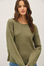 Be Cool Classic Cable Knit Crewneck Sweater