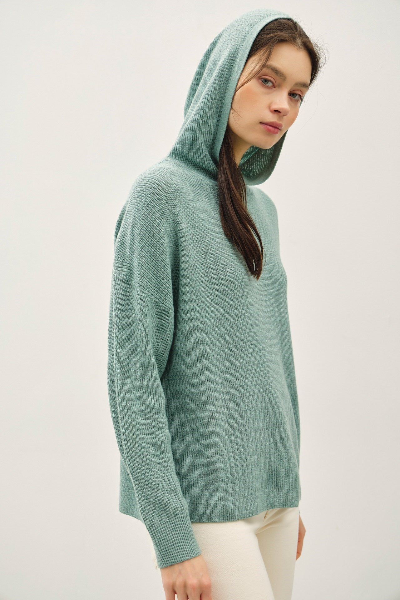 Be Cool Ribbed Knit Hoodie Sweater