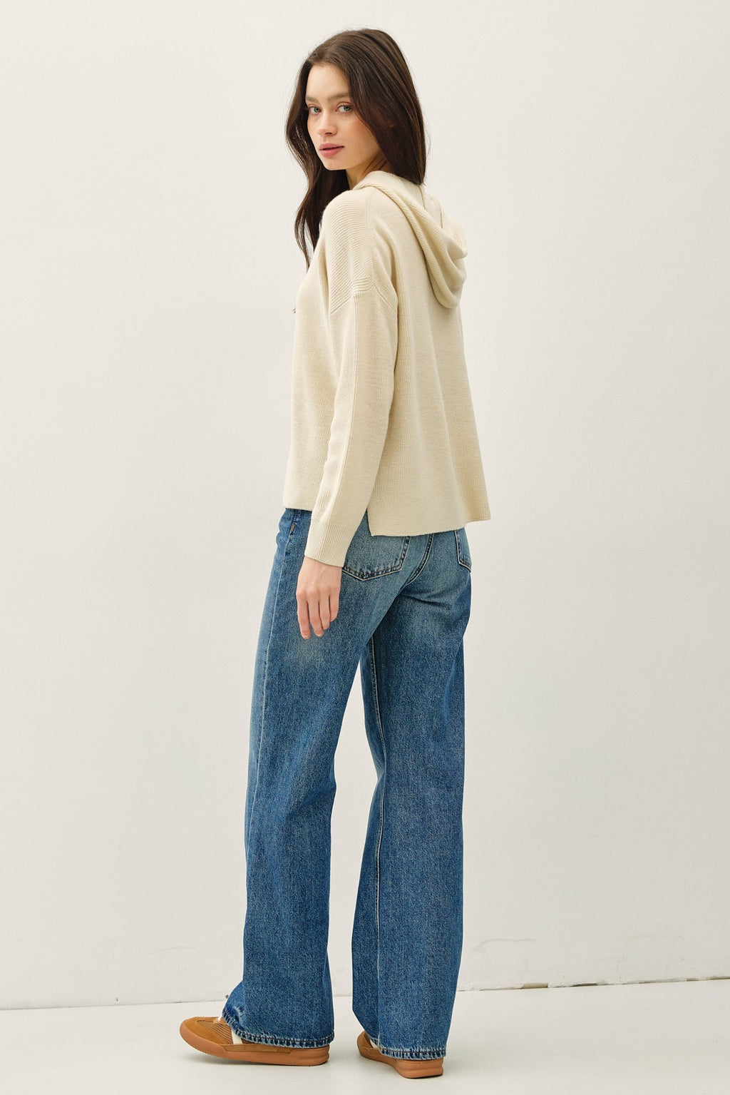 Be Cool Ribbed Knit Hoodie Sweater