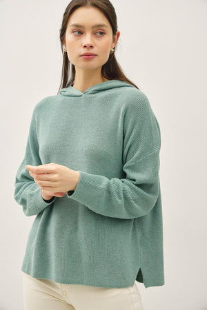 Be Cool Ribbed Knit Hoodie Sweater