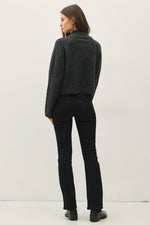 Wool Blended Zip Up Cropped Sweater Jacket