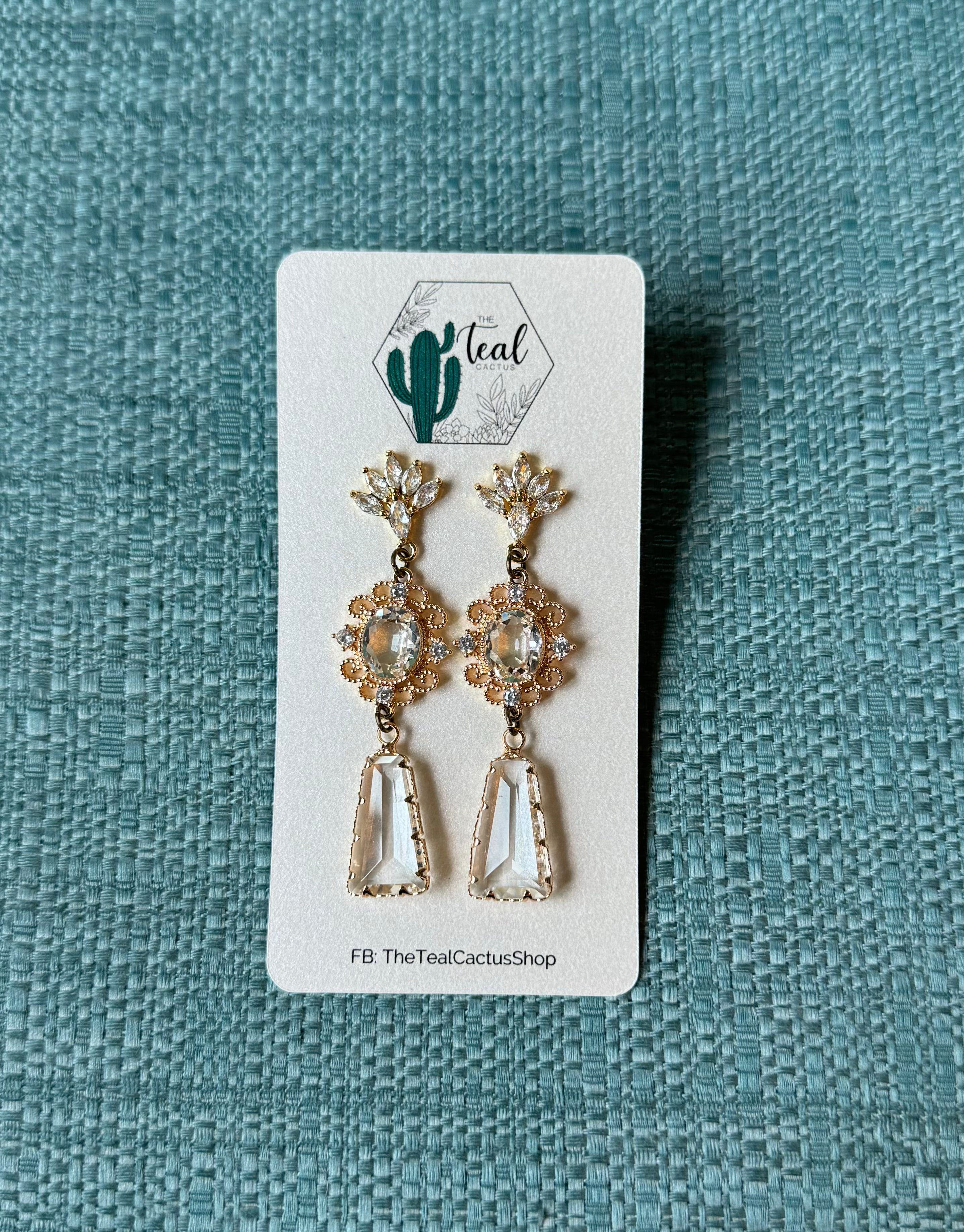 The Teal Cactus Earrings