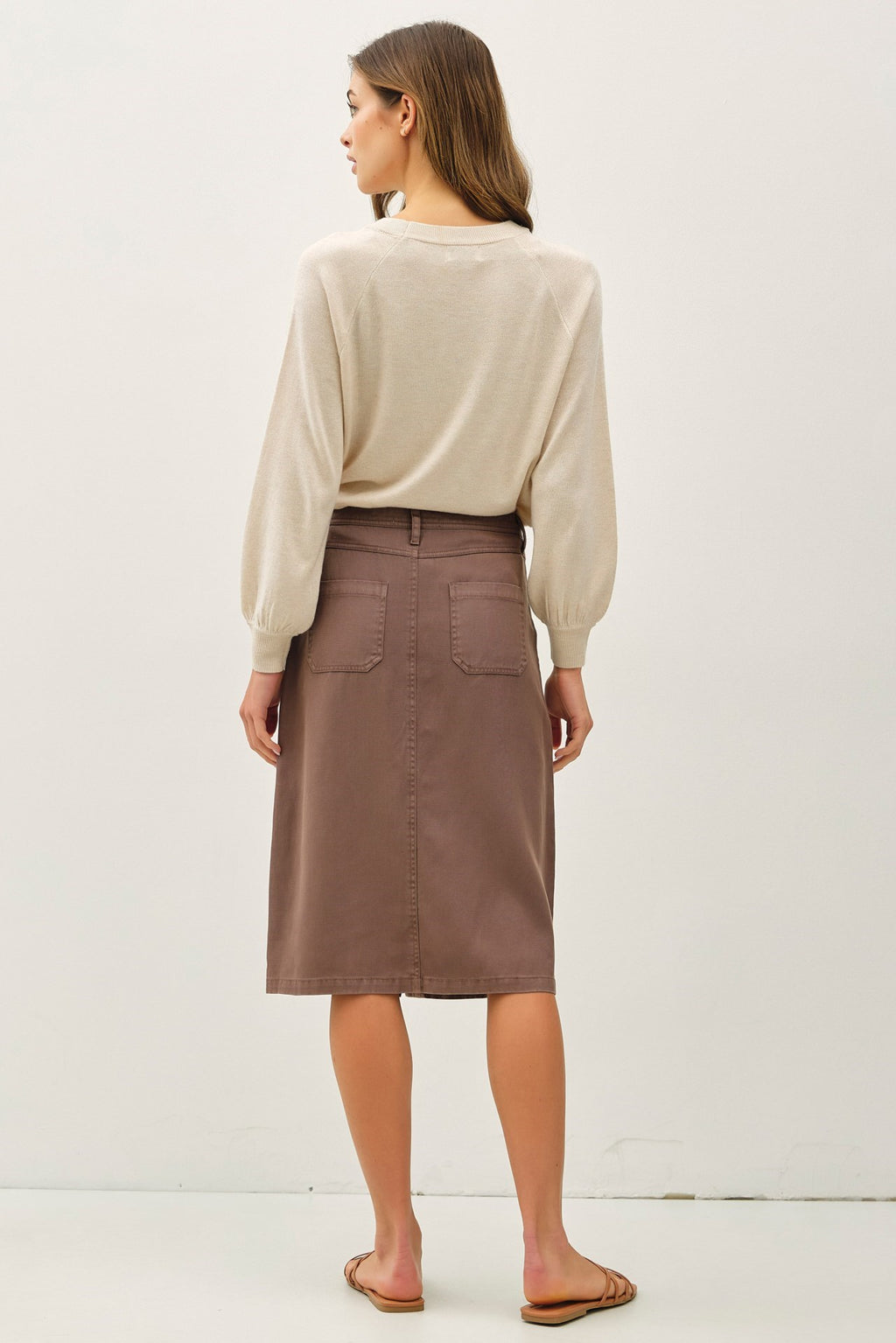 Be CoolTencel Blend Button Up Knee Length Skirt