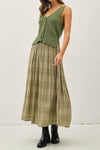 Be Cool Plaid Printed Pleats Midi Skirt