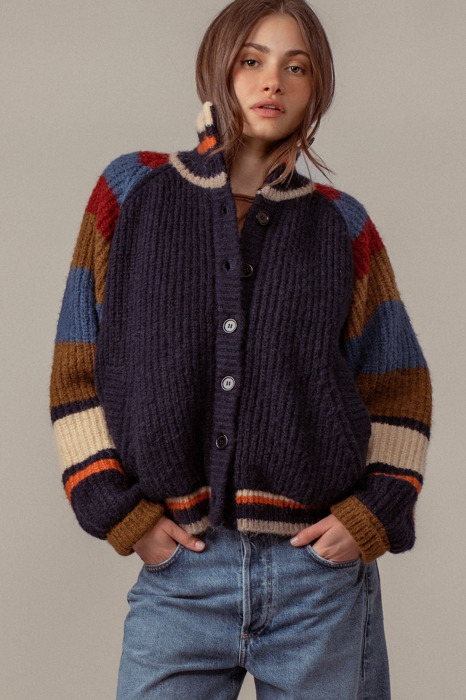 Trend Notes Faux Fur Lined Cardigan Sweater