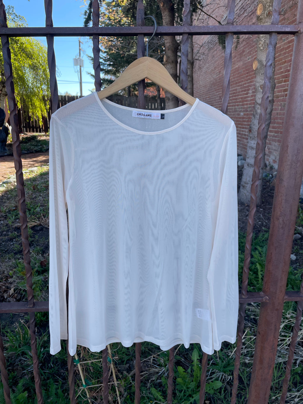Origami Long Sleeve Mesh Top