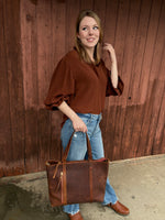 GiGiO 3/4 Length Gathered Balloon Sleeve Blouse