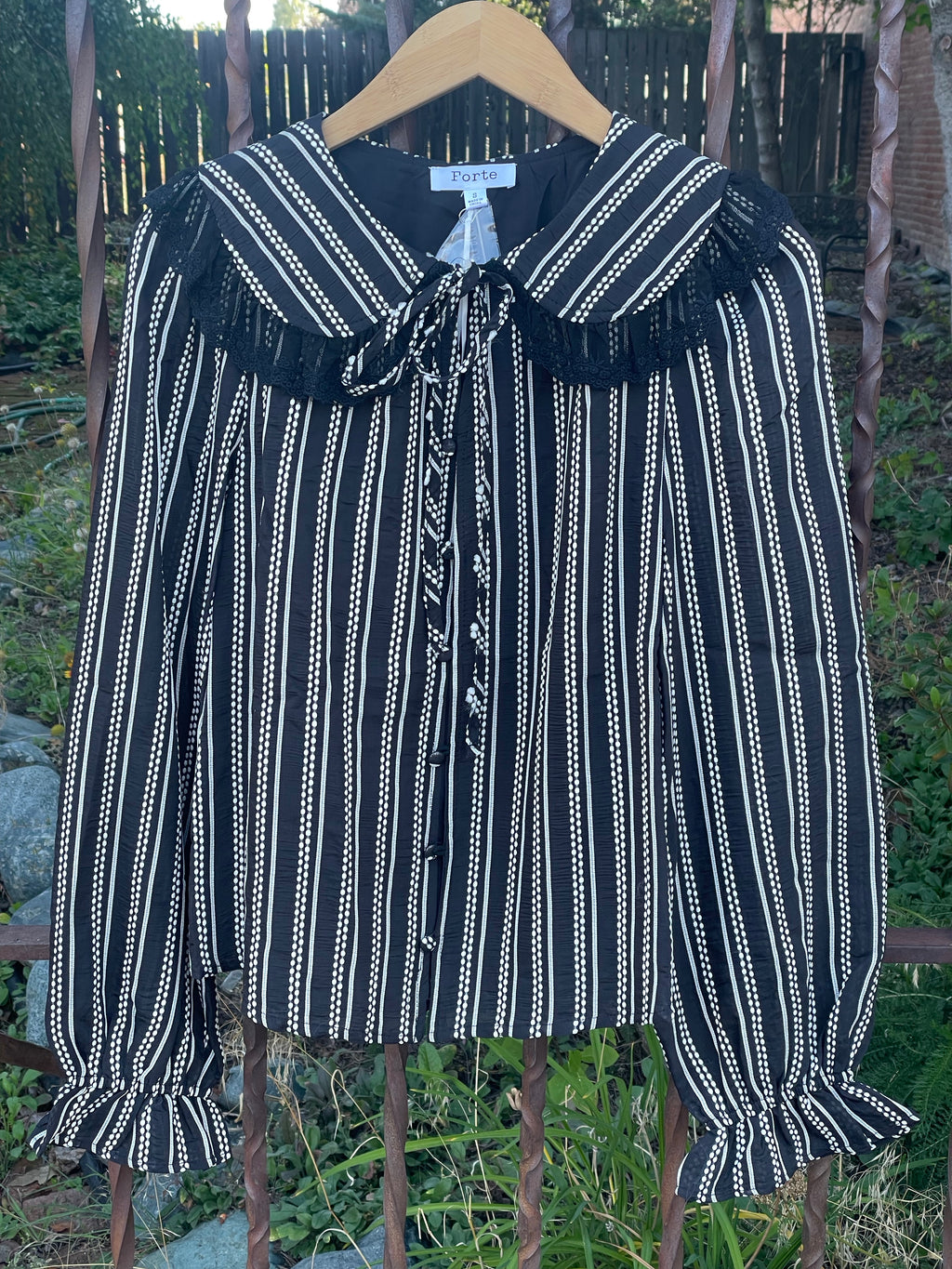 Forte Striped Peter Pan Collar Blouse