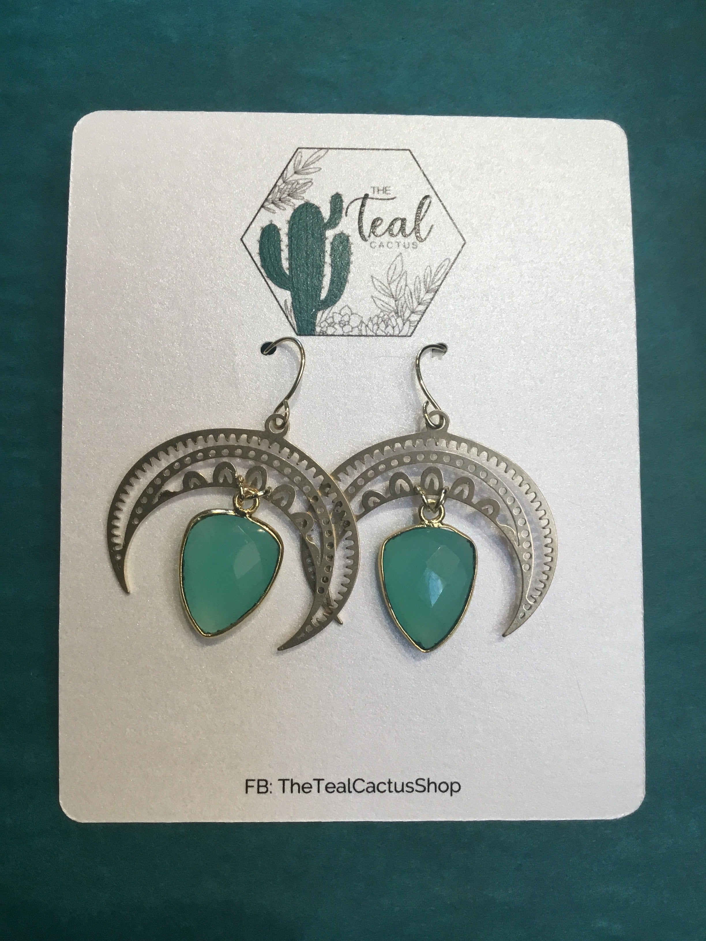 The Teal Cactus Earrings
