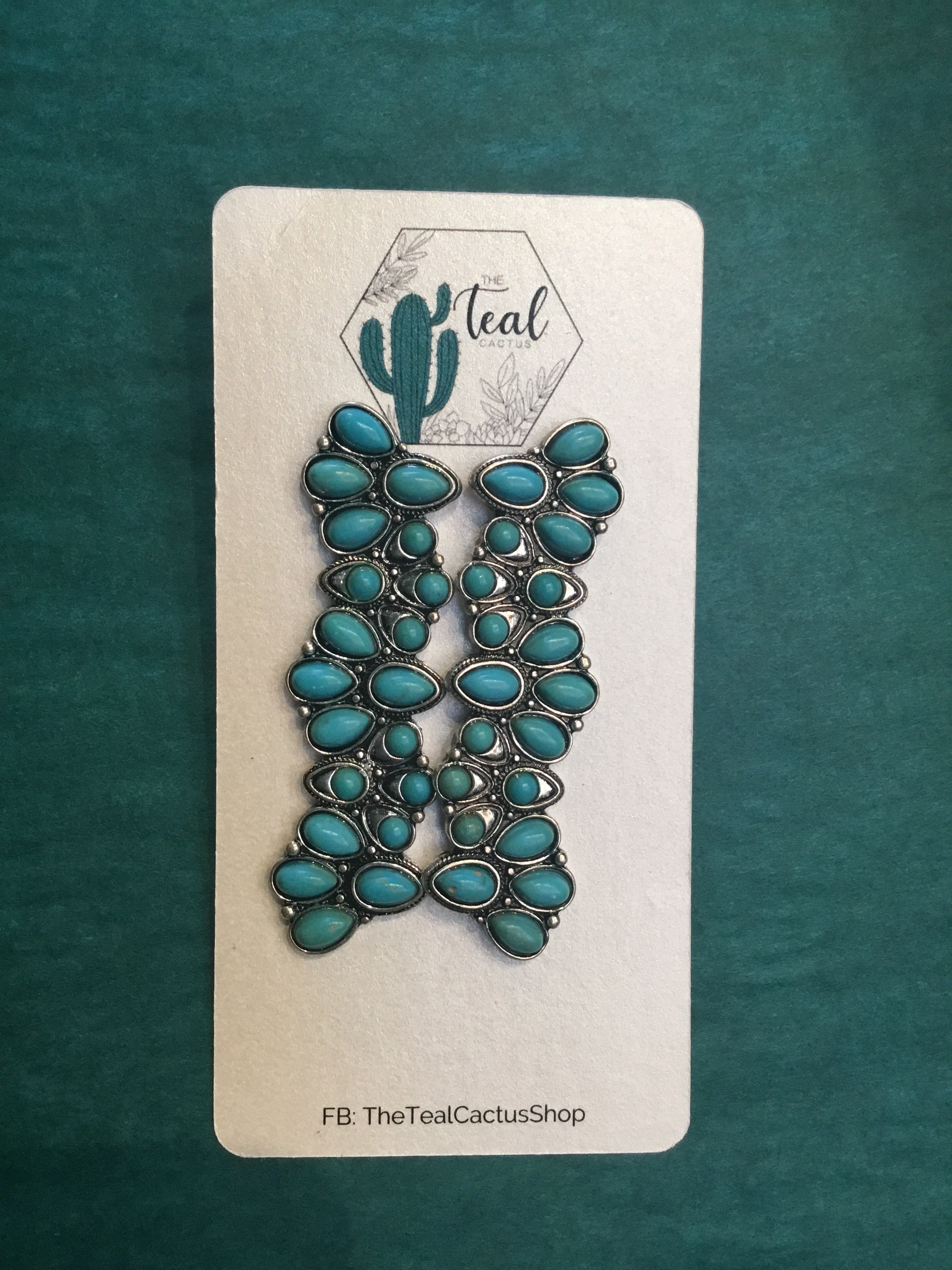 The Teal Cactus Earrings
