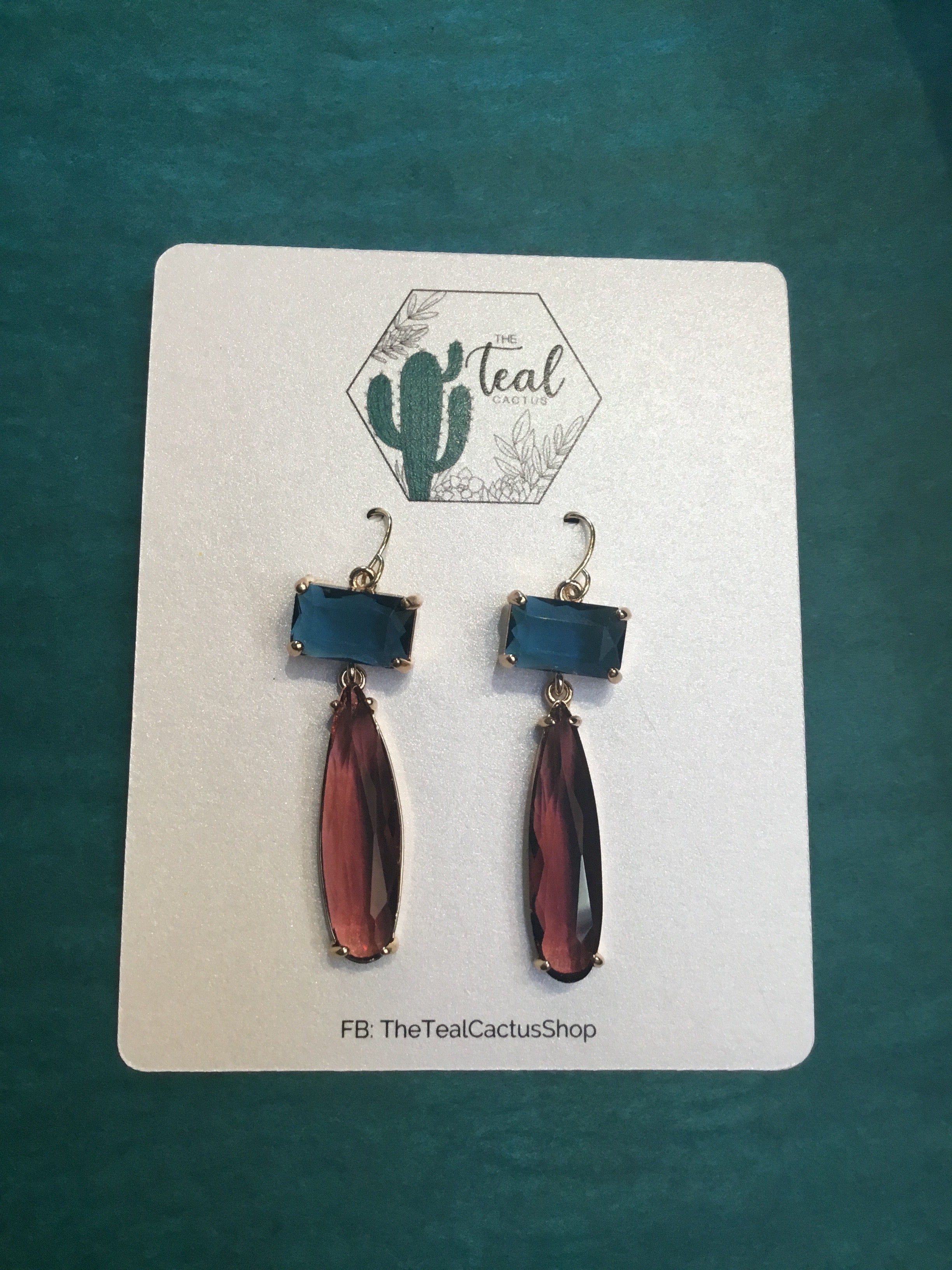 The Teal Cactus Earrings