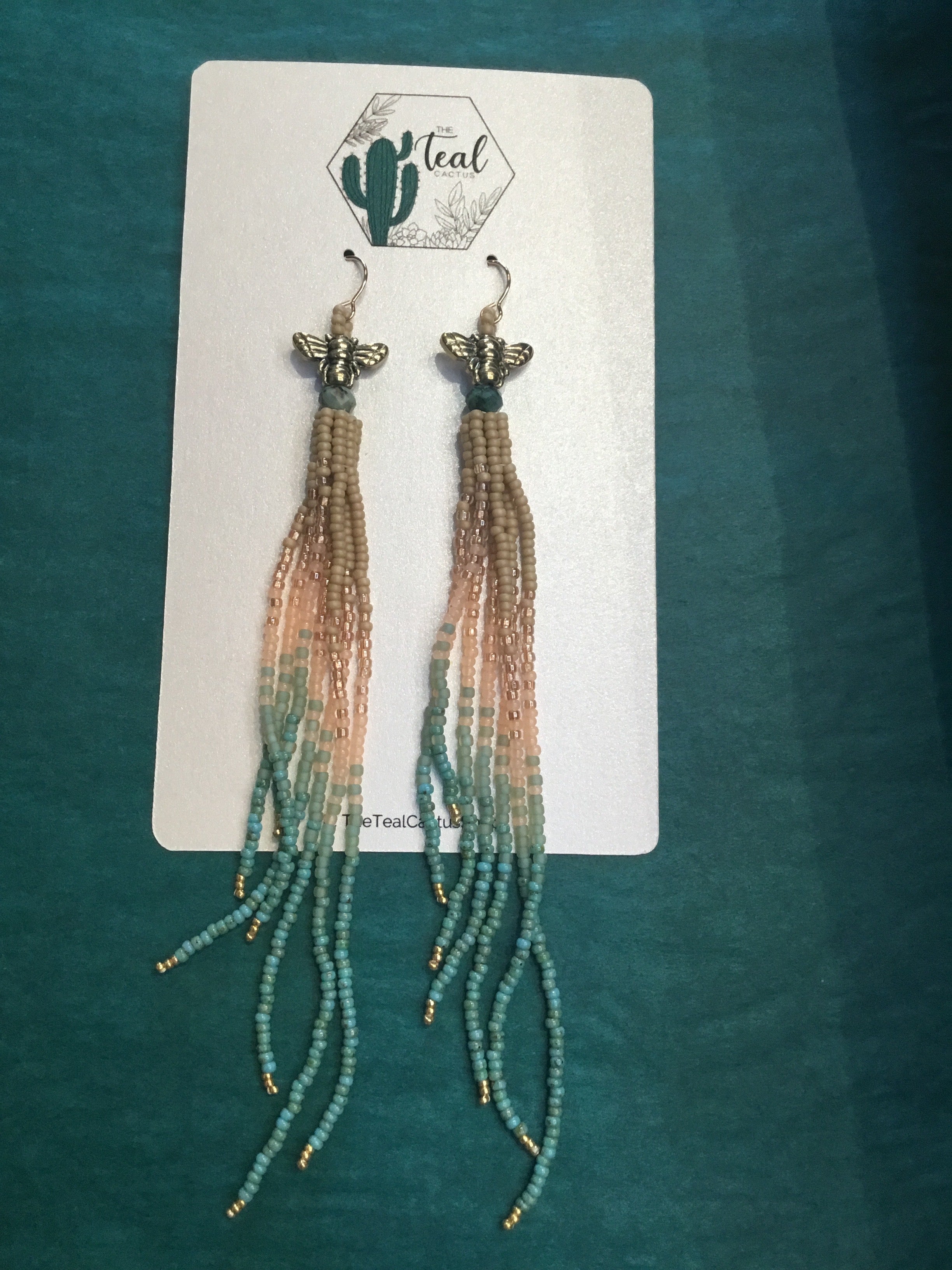 The Teal Cactus Earrings
