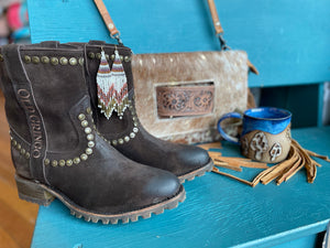 Yippee Ki Yay by Old Gringo Brooklyn Short Boot in Suede Chocolate