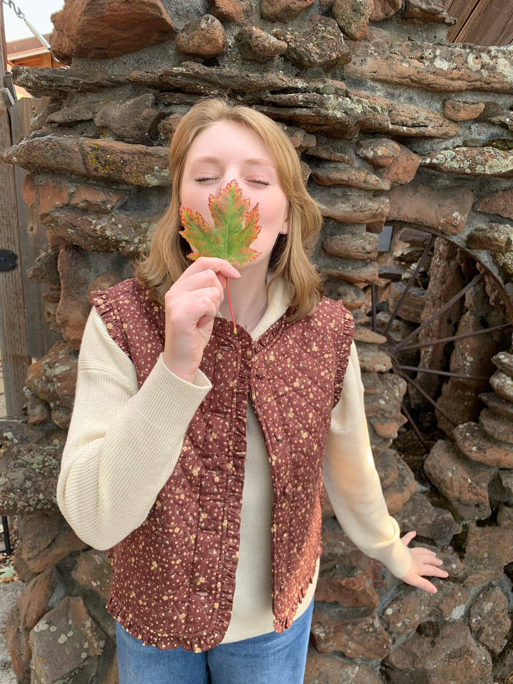 AnnieWear Ditsy Print Quilted Vest