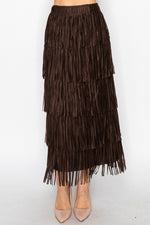Origami Fringed Tiered Skirt