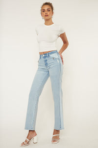 Maple KanCan Light High Rise Contrast Accent Straight Jeans