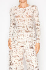 Origami Long Sleeve Mesh Top