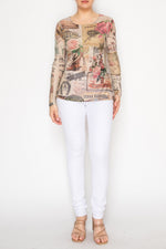 Origami Long Sleeve Mesh Top